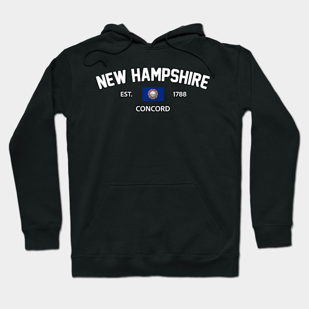 New Hampshire Collegiate Preppy Hoodie by SunburstGeo